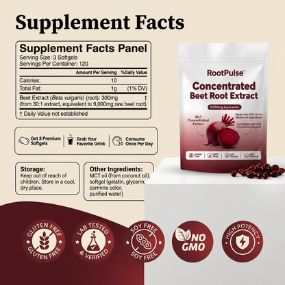 Concentrated Beet Root Extract 9,000mg Softgels