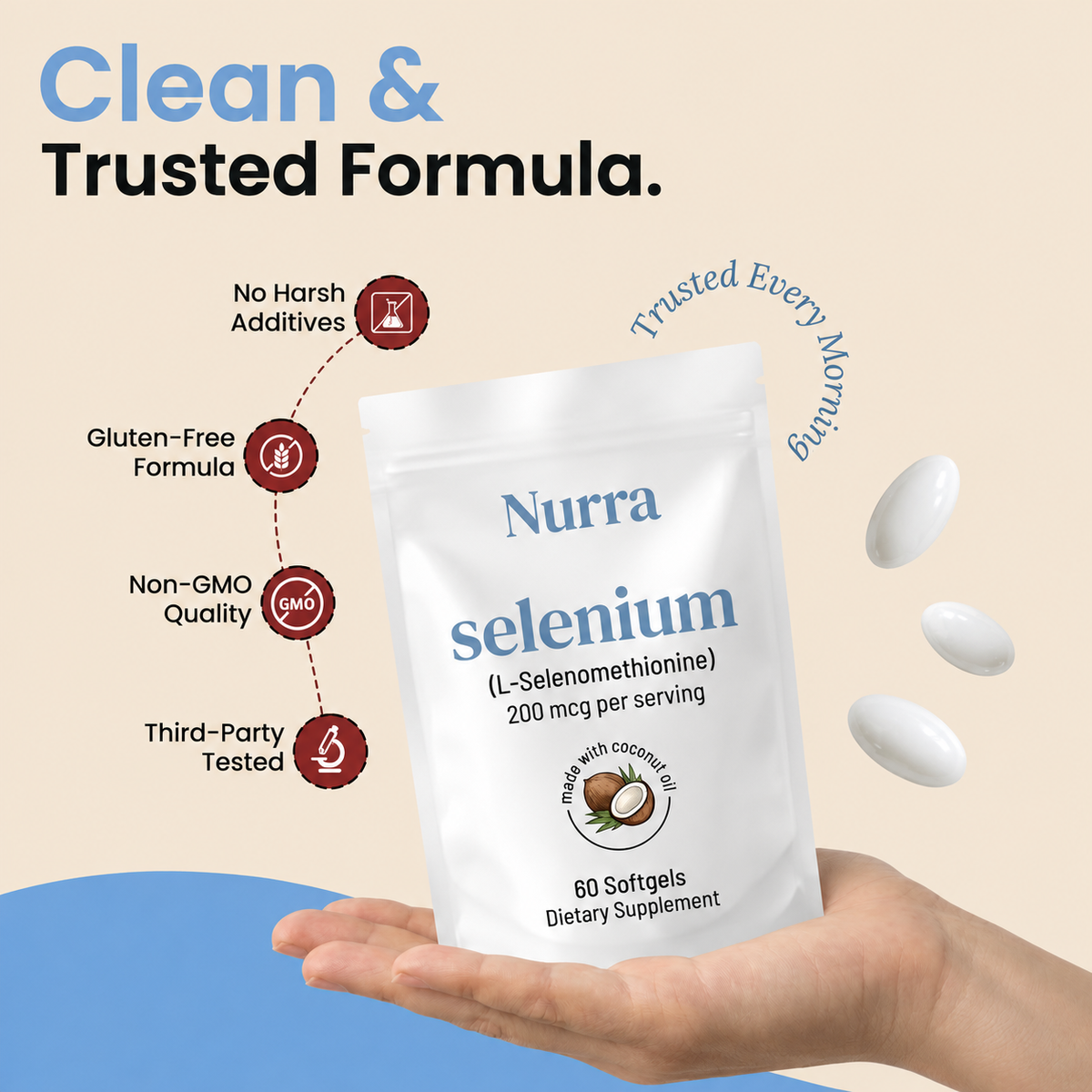 Nurra Selenium 200mcg with Coconut Oil